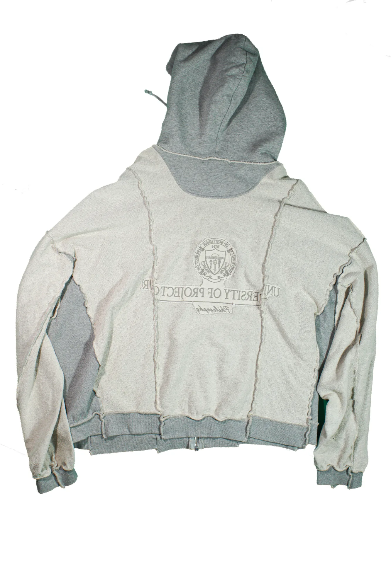 Project g/r inside out unbalanced zip hoodie grey 5